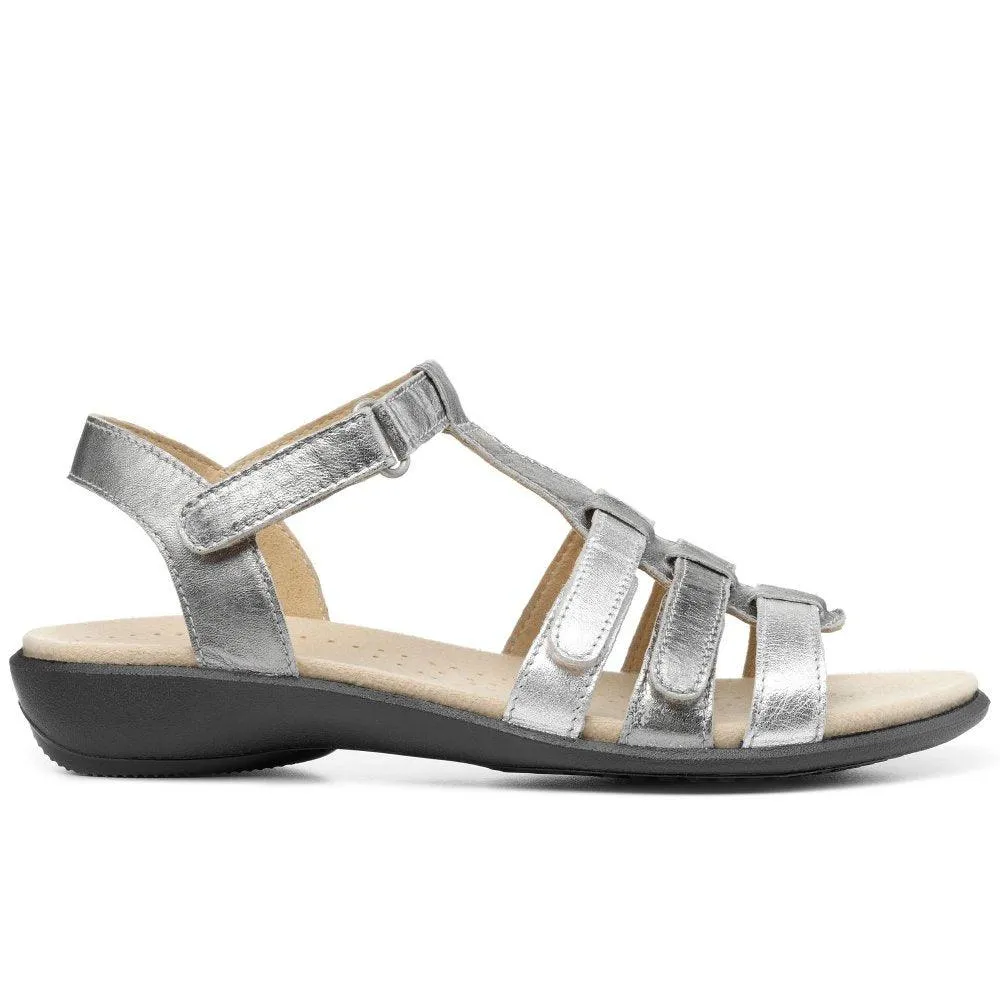 Hotter Womens Sandal Sol Wide Fit Pewter Multi Leather