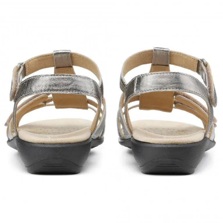 Hotter Womens Sandal Sol Wide Fit Pewter Multi Leather