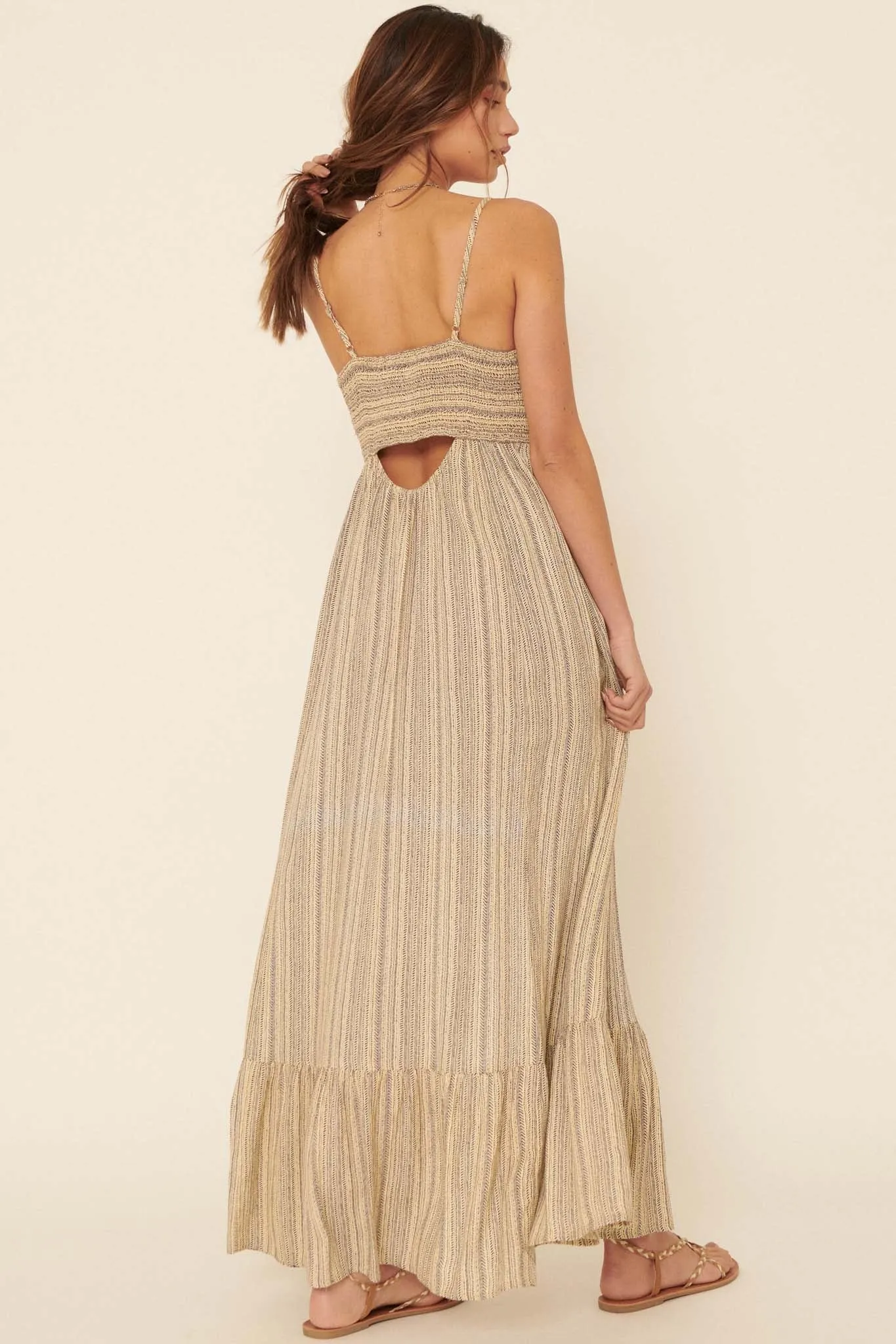 Journey Within Smocked Striped Maxi Dress