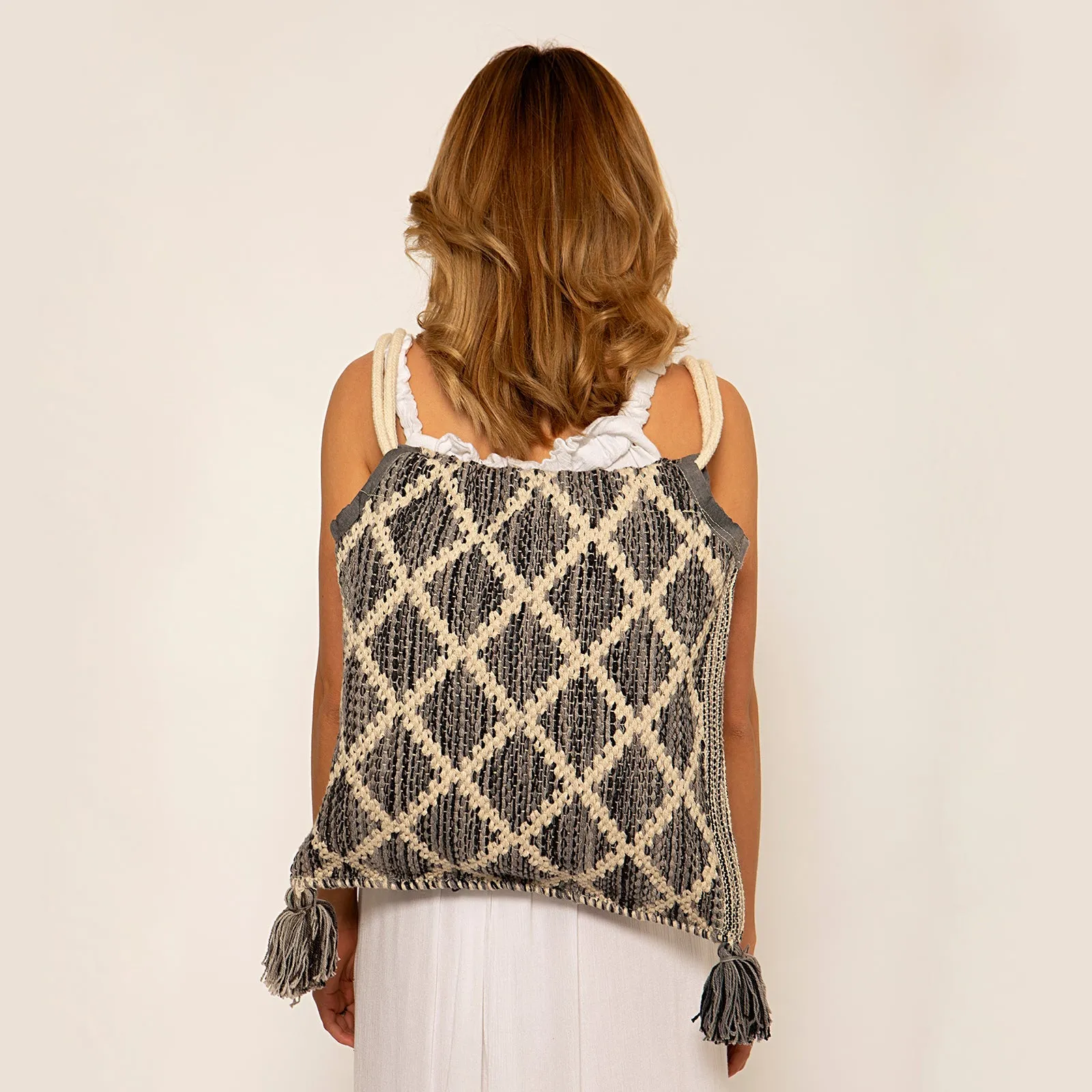 Kilim Backpack Bag - Grey