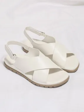 Leather Cross Strap Sandals