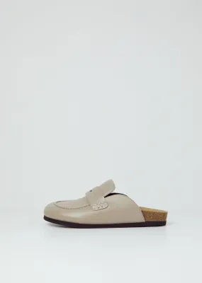 Leather Loafer Mules — Beige