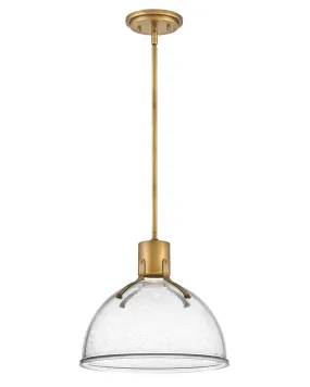 LED Pendant from the Argo Collection in Heritage Brass with Clear Seedy glass Finish by Hinkley