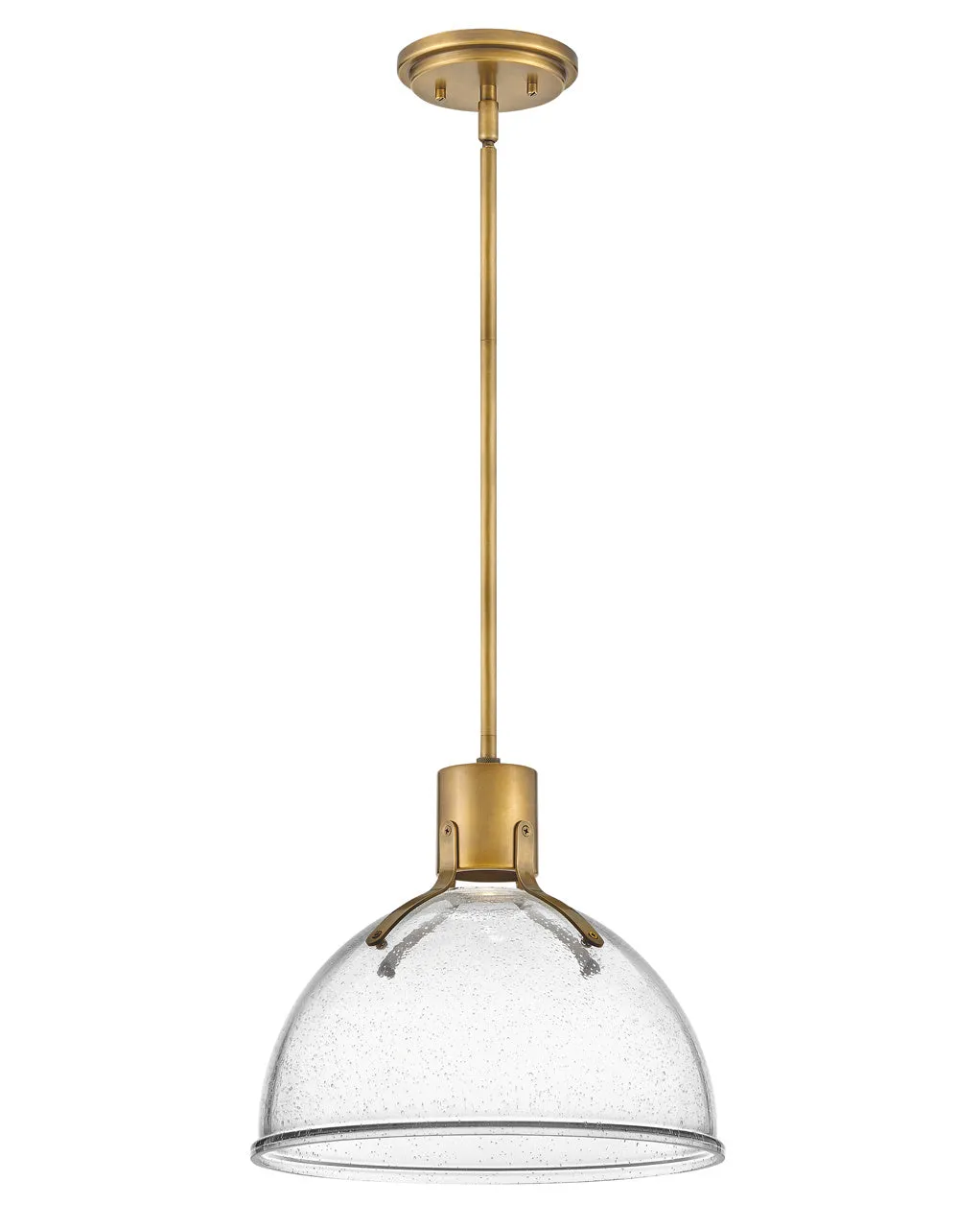 LED Pendant from the Argo Collection in Heritage Brass with Clear Seedy glass Finish by Hinkley