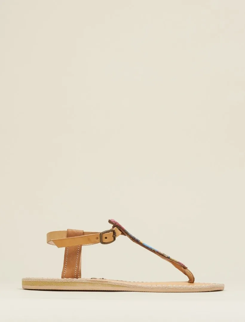 Leni Flat Leather Sandal Retro