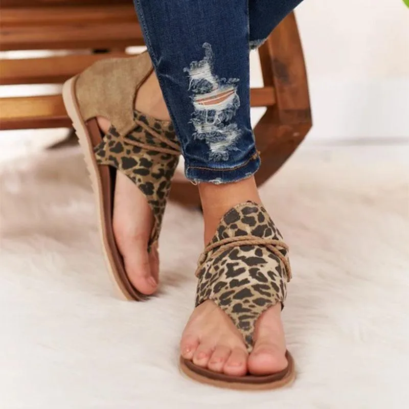 Leopard gladiator sandals flip flop sandals for summer holiday