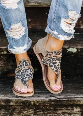 Leopard gladiator sandals flip flop sandals for summer holiday