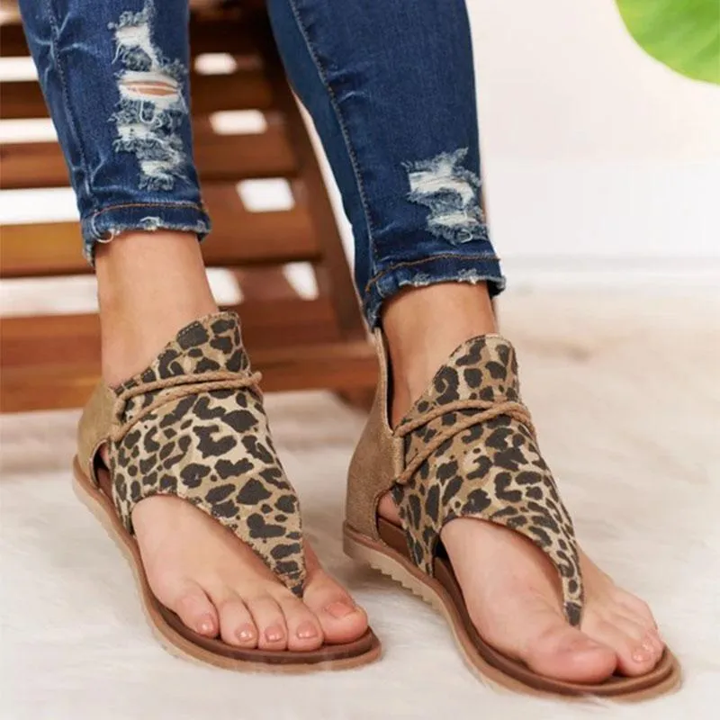 Leopard gladiator sandals flip flop sandals for summer holiday