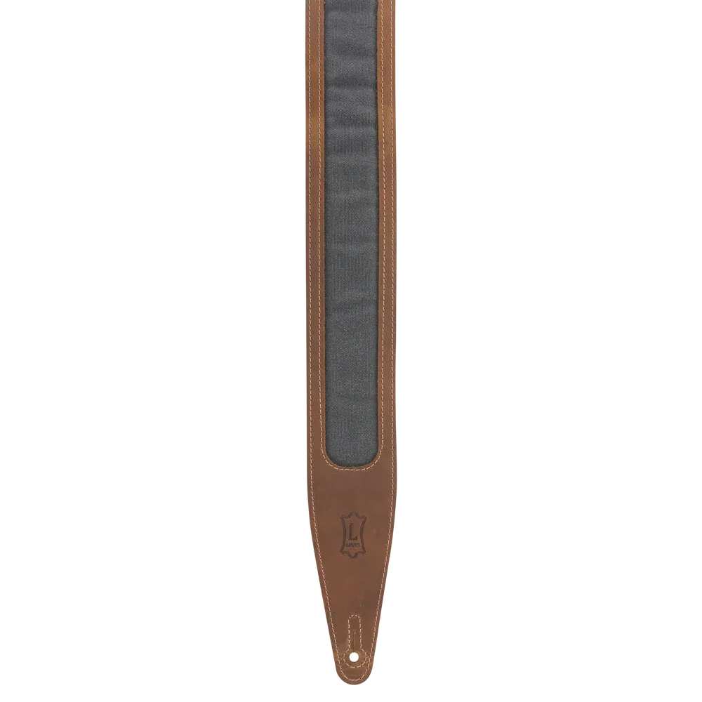 Levy's 2.5" Voyager Pro Crazy Horse Leather Guitar Strap, Brown/Grey