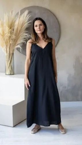 Linen Maxi Dress Gloria Black