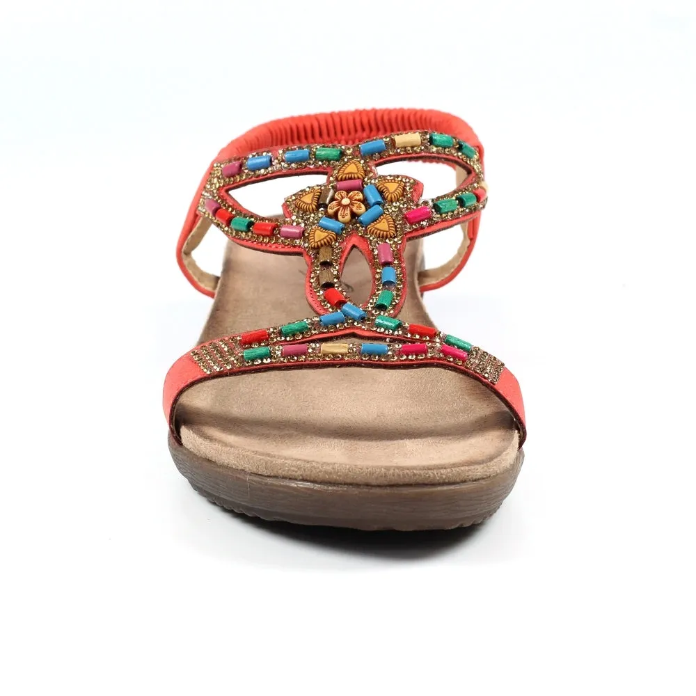 Lunar JLH331kk Mariella Orange Womens Beaded Sandals