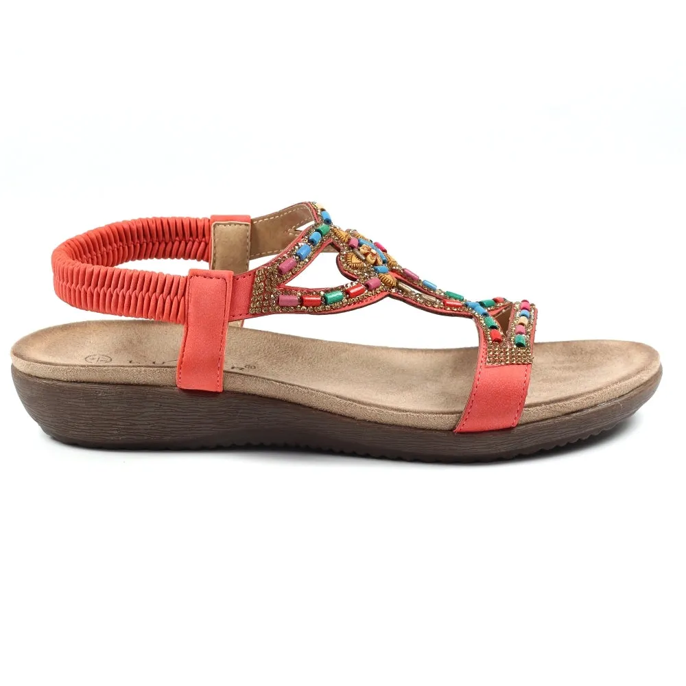 Lunar JLH331kk Mariella Orange Womens Beaded Sandals