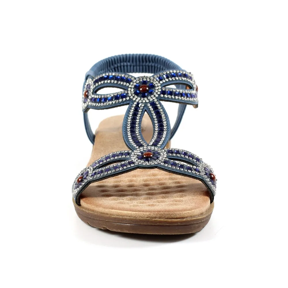 Lunar JLH389BL Arraso Blue Womens Beaded Sandals