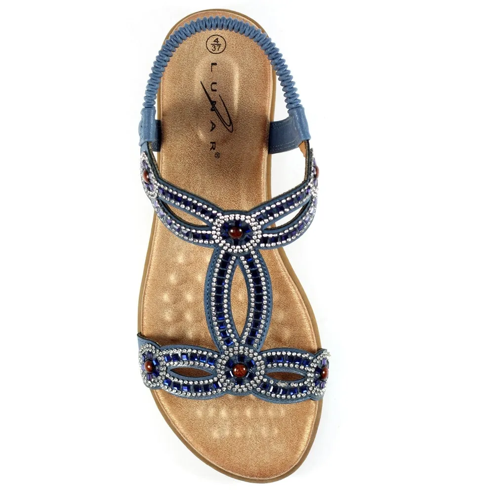 Lunar JLH389BL Arraso Blue Womens Beaded Sandals