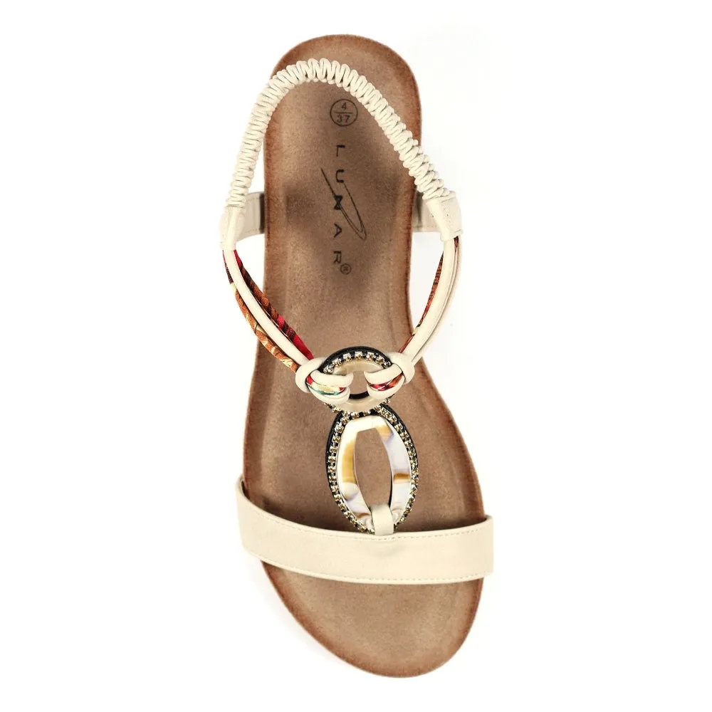 Lunar JLH441BG Genoa Beige Womens Beaded Sandals