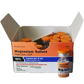 Magnesium Sulfate 50% Injection 1 Gram Per 2 mL Single-Dose Vials x 25/Tray by Fresenius (Rx)