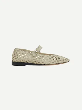 Mary Jane Woven Flats in Ecru