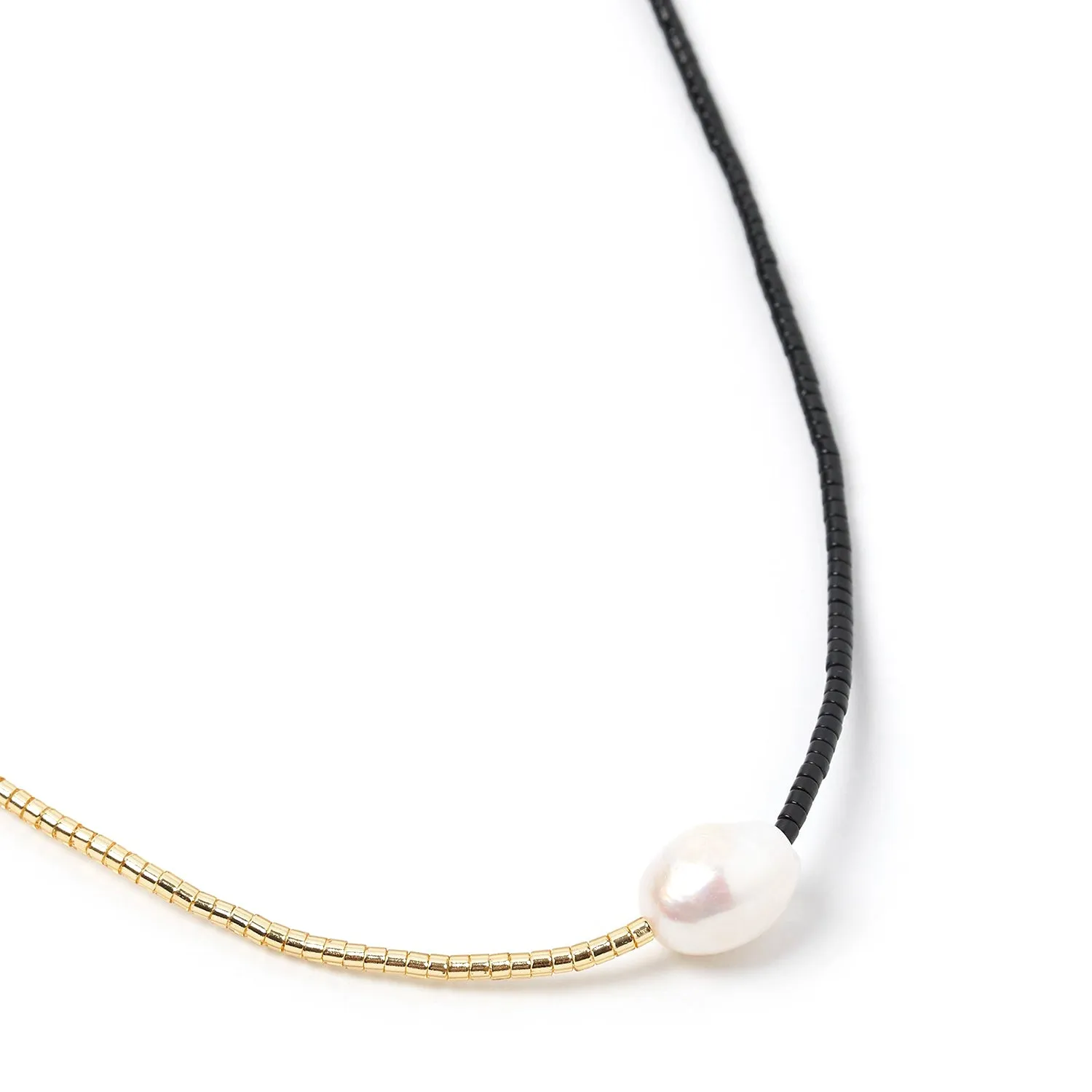 Matilda Two Toned Pearl & Glass Beaded Necklace - Black