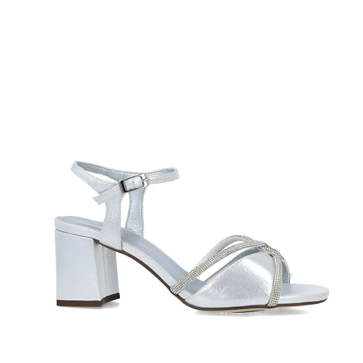 Menbur Silver Occasionwear Sandal with Diamante Detail