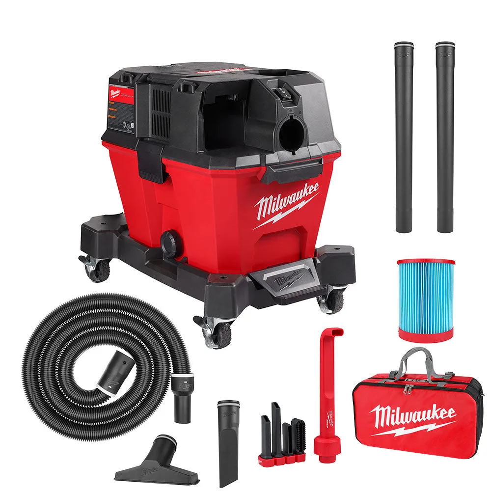 Milwaukee 0910-20RAB M18 FUEL 6 Gal Wet/Dry Vacuum w/AIR-TIP Right Angle/Bag Kit