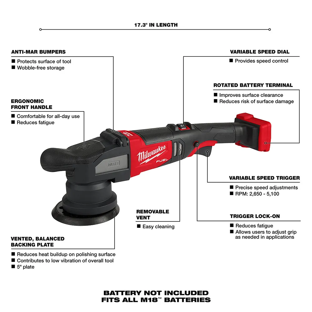 Milwaukee 2684-20 M18 FUEL 18V 15mm Random Orbital Polisher - Bare Tool