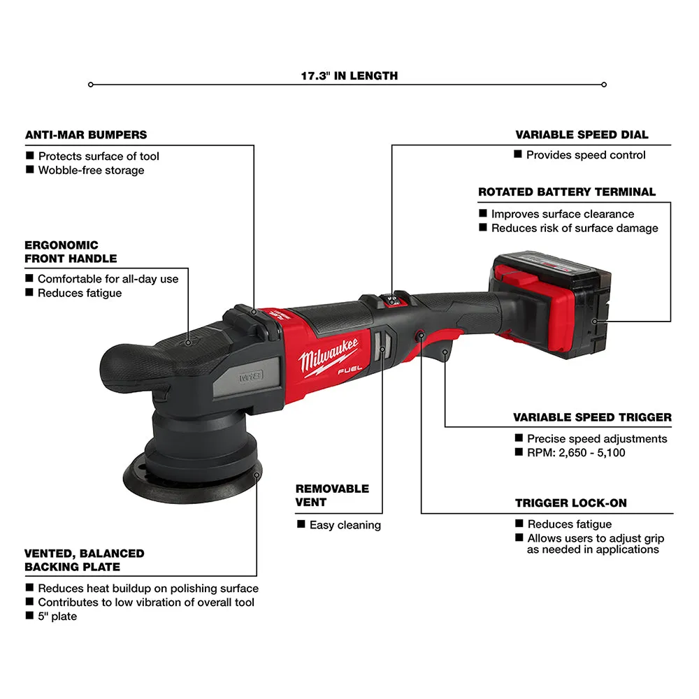 Milwaukee 2684-22HD M18 FUEL 18V 15mm Random Orbital Polisher Kit