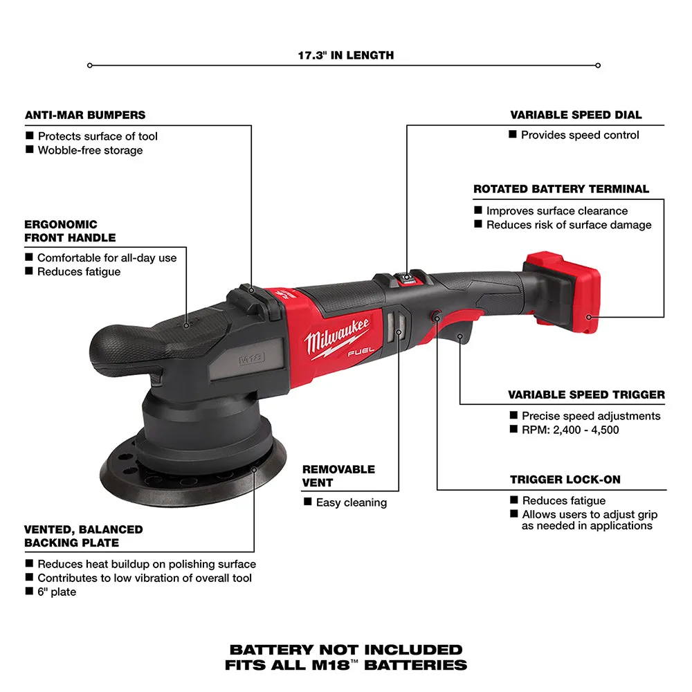 Milwaukee 2685-20 M18 FUEL 18V 21mm Random Orbital Polisher - Bare Tool