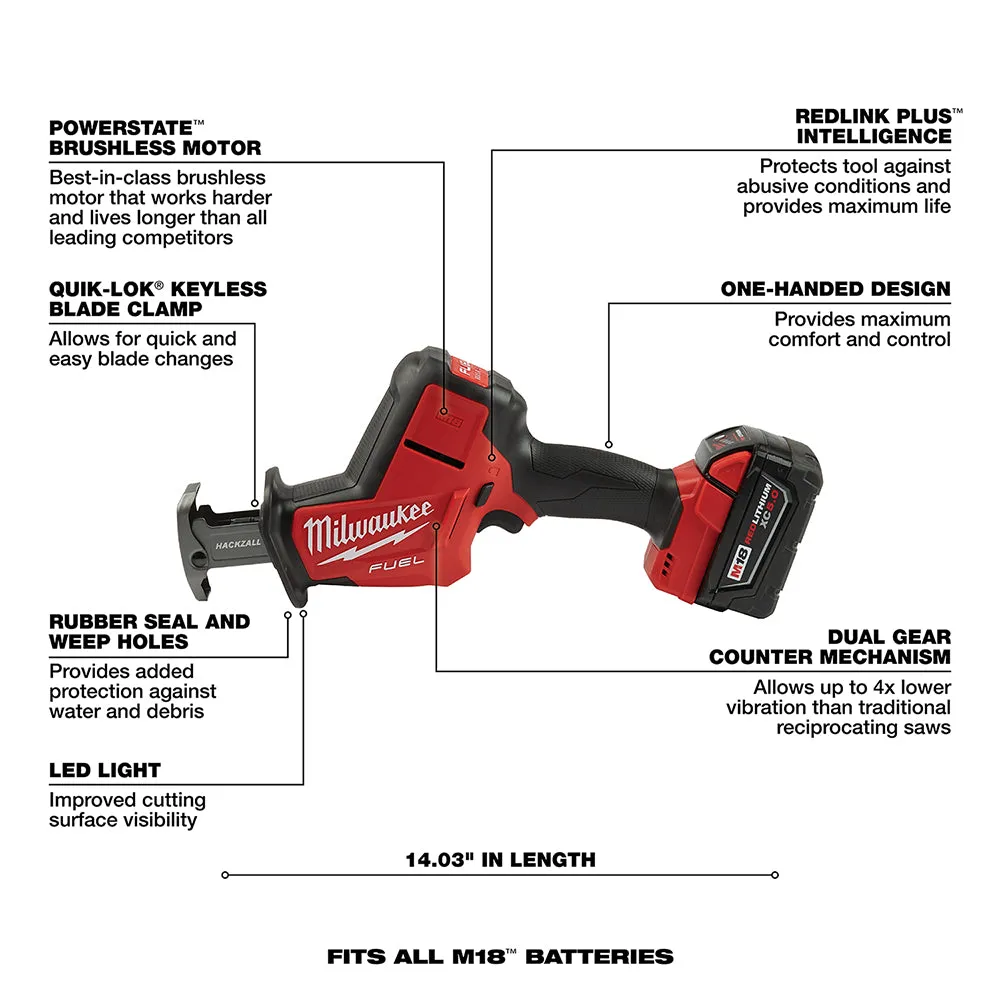 Milwaukee 2719-21 M18 FUEL 18V 7/8-Inch 5.0Ah Cordless Hackzall Kit