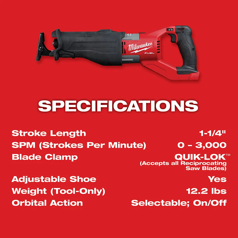 Milwaukee 2722-28 M18 FUEL 18V SUPER SAWZALL Reciprocating Saw w/ 8AH Battery