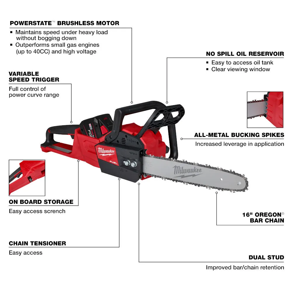 Milwaukee 2727-21HDB M18 FUEL 18V Cordless Chainsaw Kit w/ Blower