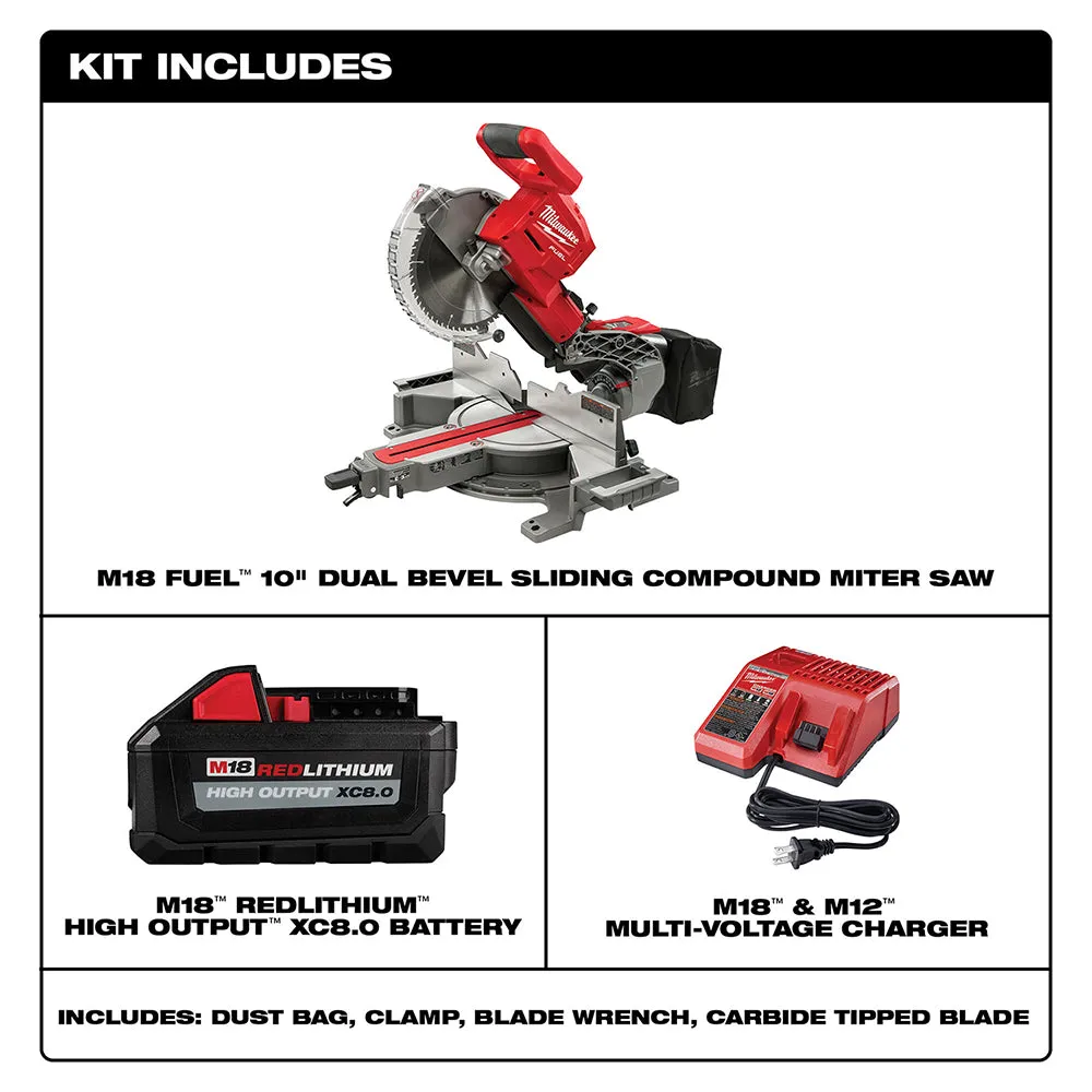 Milwaukee 2734-21 M18 FUEL 18V 10" Dual Bevel Sliding Compound Miter Saw Kit