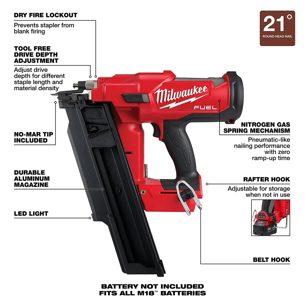 Milwaukee 2744-20 18V M18 FUEL 18V 21 Degree Framing Nailer - Bare Tool