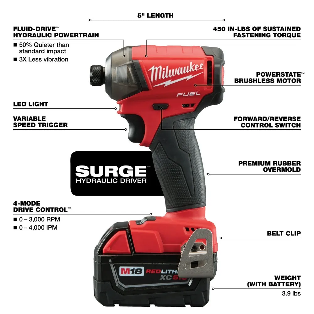 Milwaukee 2760-20 M18 FUEL 18V 1/4-Inch Surge Hex Hydraulic Driver-Bare Tool