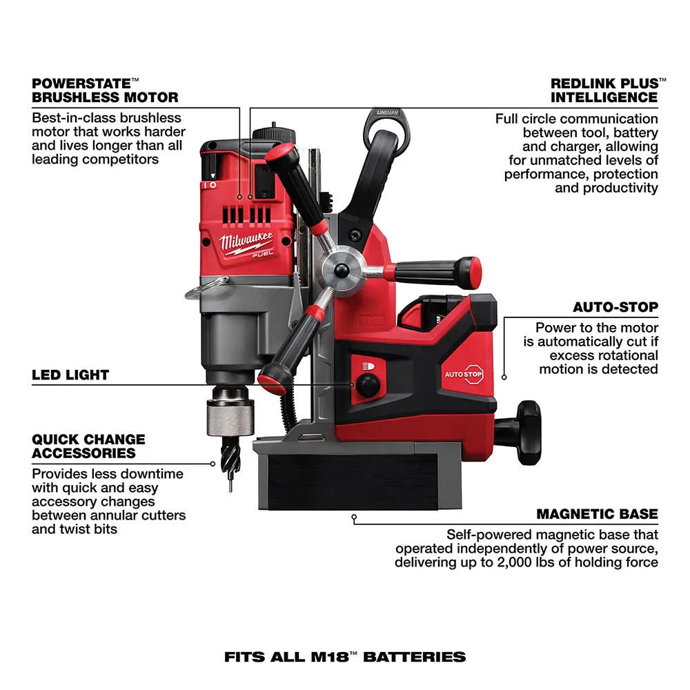 Milwaukee 2788-22HD M18 FUEL 18V 1-1/2" Lineman Magnetic Drill High Demand Kit