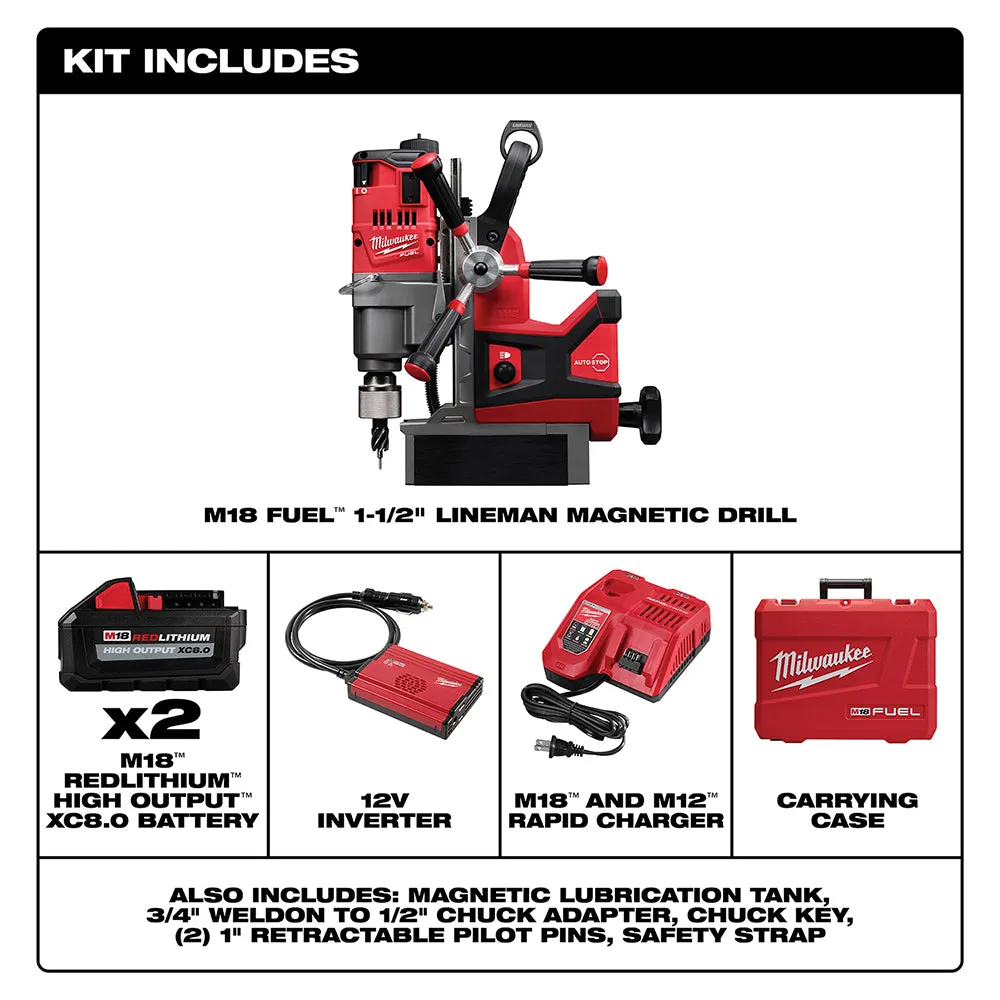 Milwaukee 2788-22HD M18 FUEL 18V 1-1/2" Lineman Magnetic Drill High Demand Kit