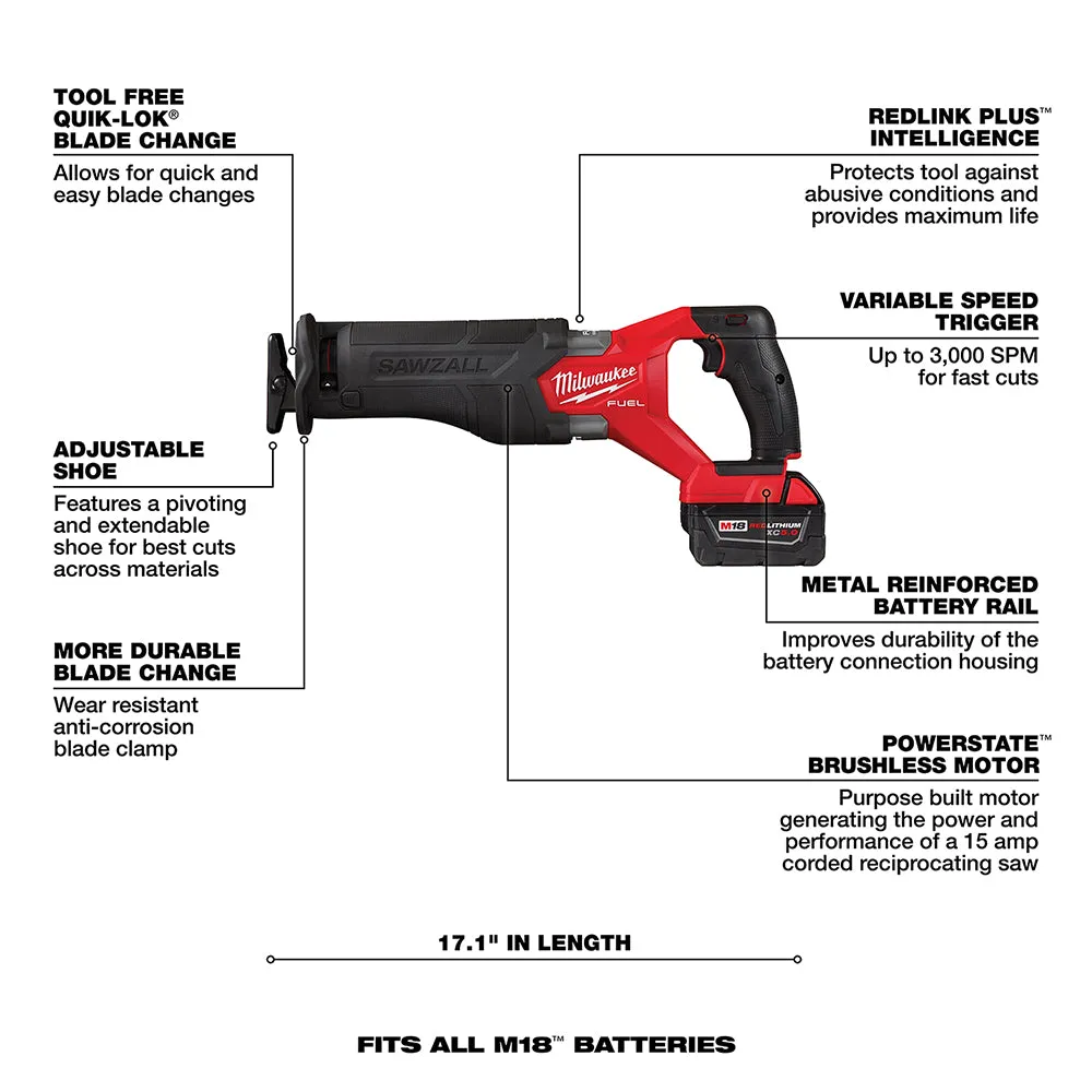 Milwaukee 2821-21MT M18 FUEL 18V SAWZALL / Oscillating Multi-Tool Combo Kit