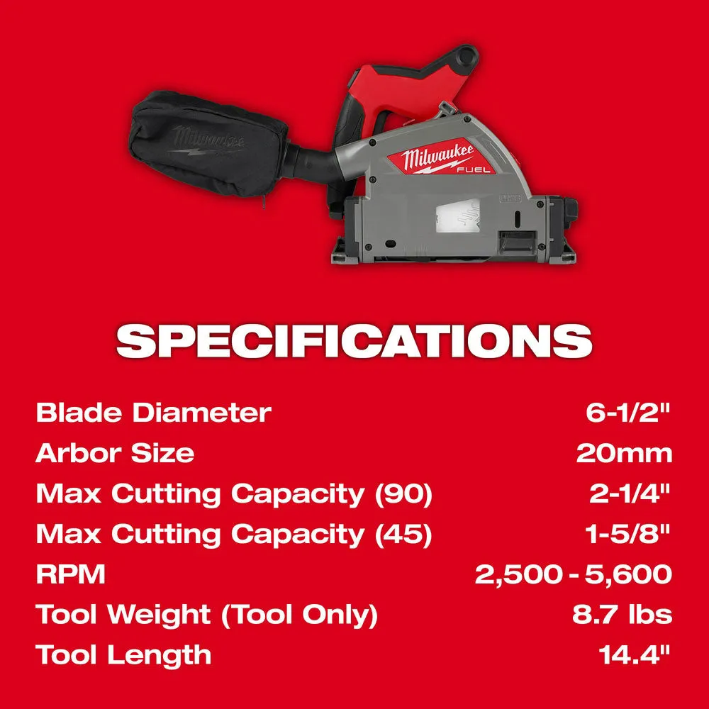 Milwaukee 2831-20TB M18 FUEL 18V Track Saw w/ 55" Track and Saw Blade - Bare Tool