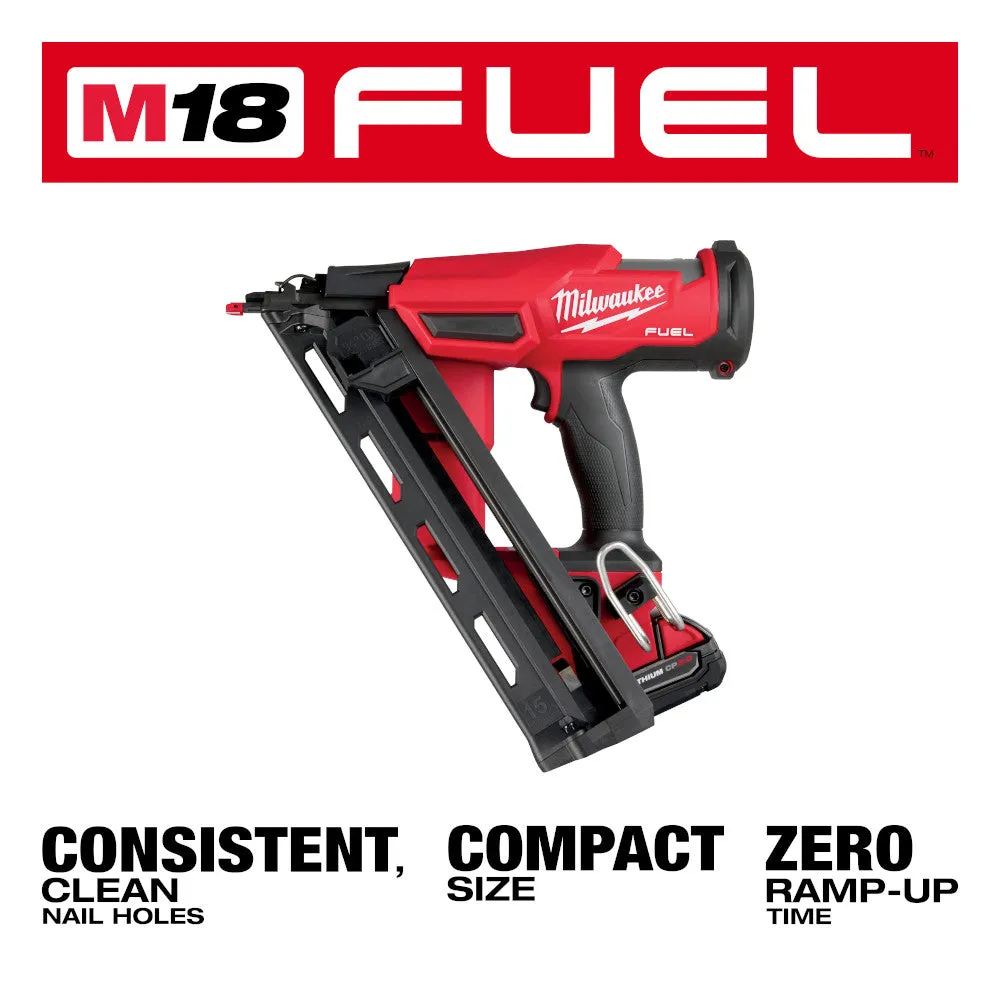 Milwaukee 2839-21HO M18 FUEL 18V 15GA Angled Finish Nailer HIGH OUTPUT Kit