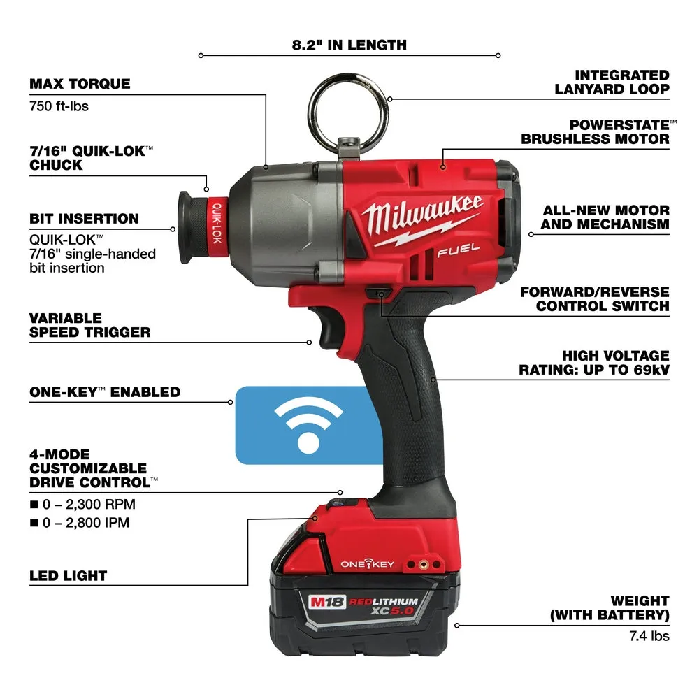 Milwaukee 2865-22 M18 FUEL 18 Volt 7/16 Inch Hex Utility Impact Wrench Kit