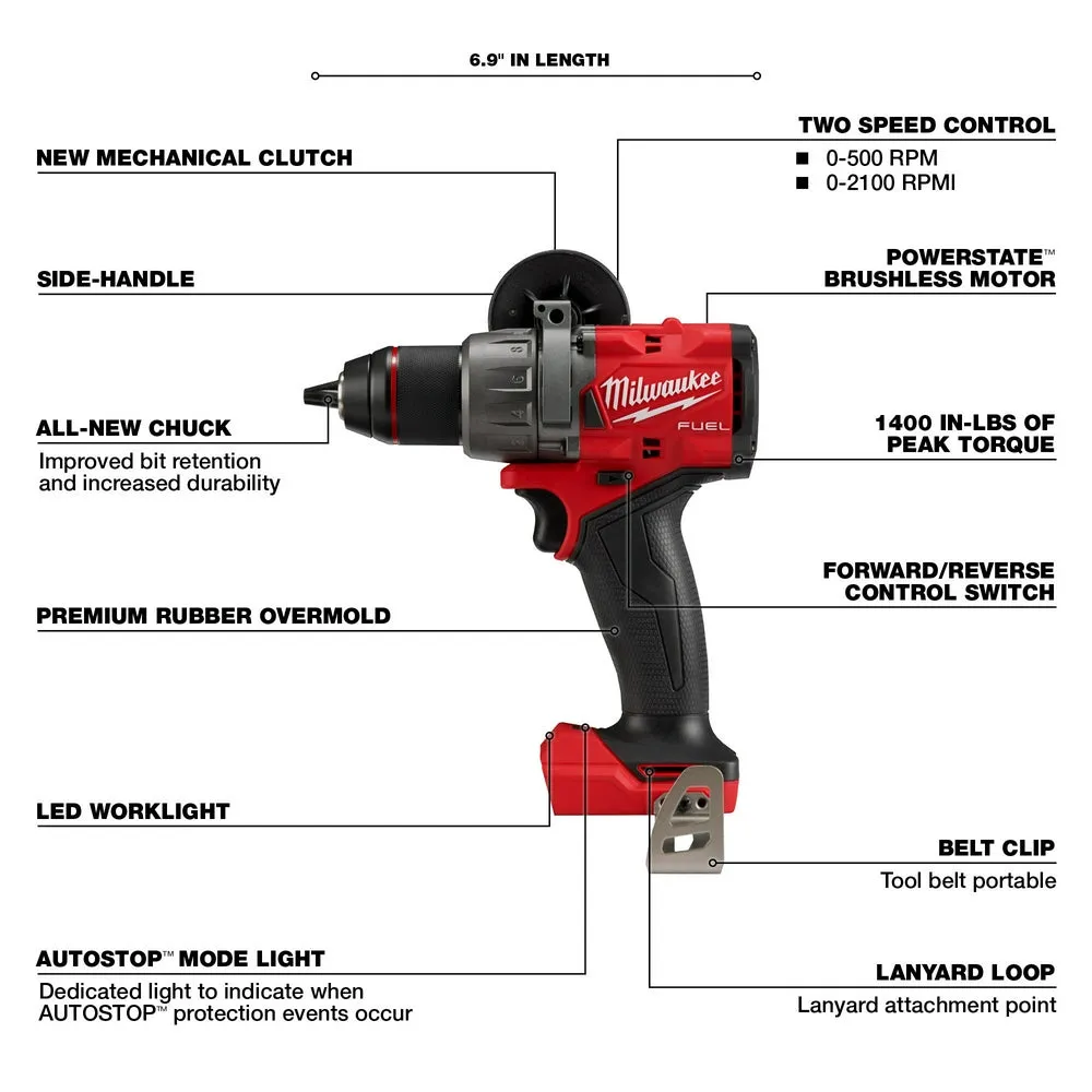 Milwaukee 2903-20 M18 FUEL 18V 1/2" Cordless Li-Ion Drill/Driver - Bare Tool