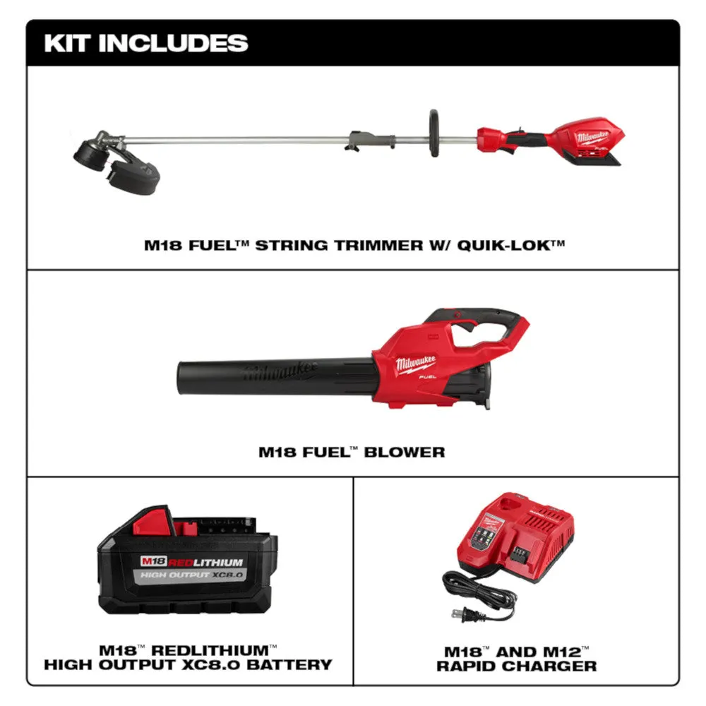 Milwaukee 3000-21 M18 FUEL 18V Cordless Trimmer/Blower 2 Tool Combo Kit