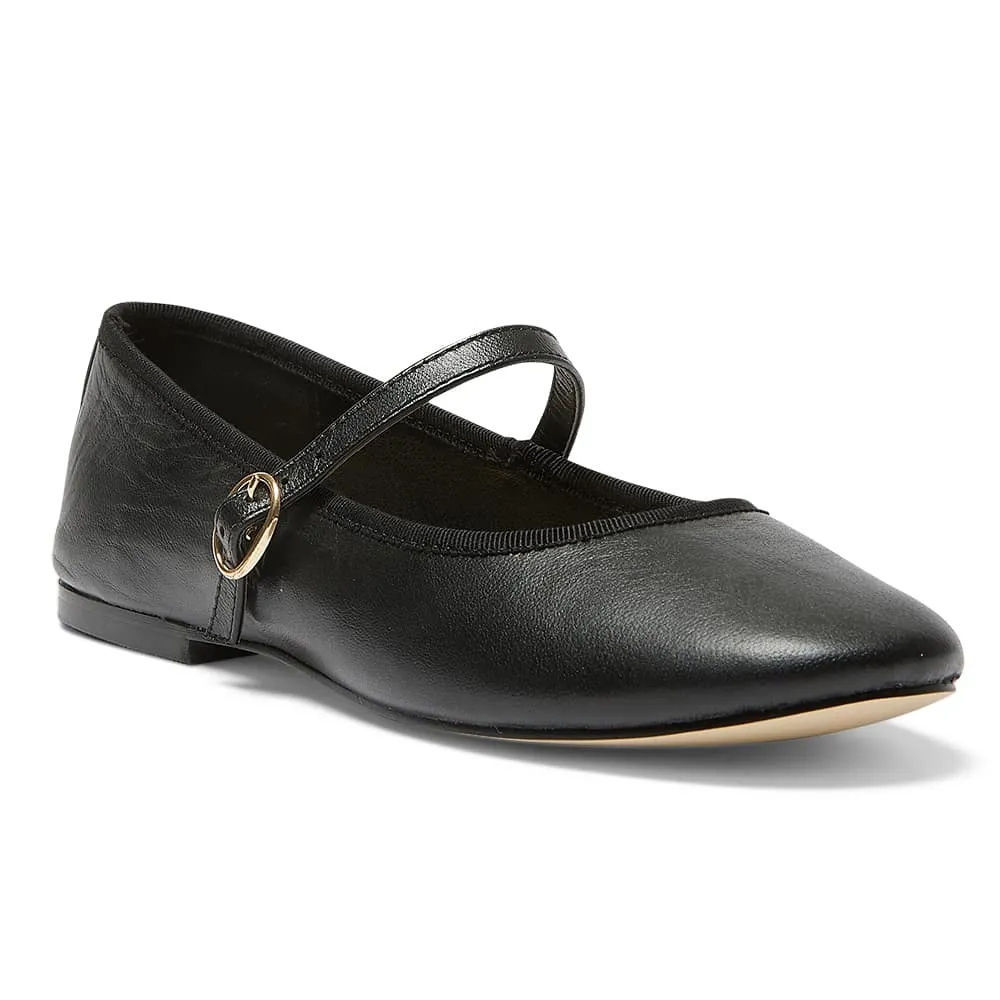 Molly Flat in Black Leather