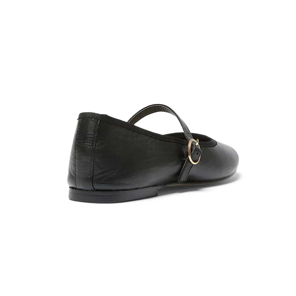 Molly Flat in Black Leather