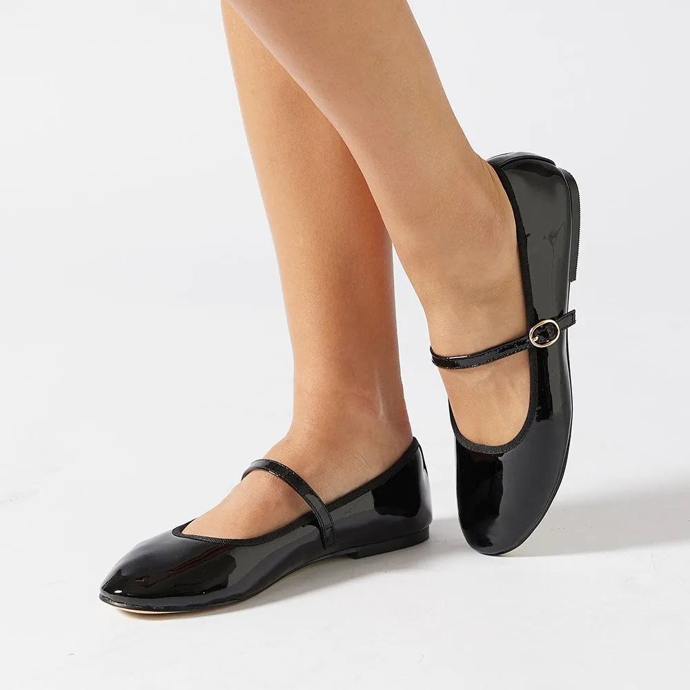 Molly Flat in Black Patent