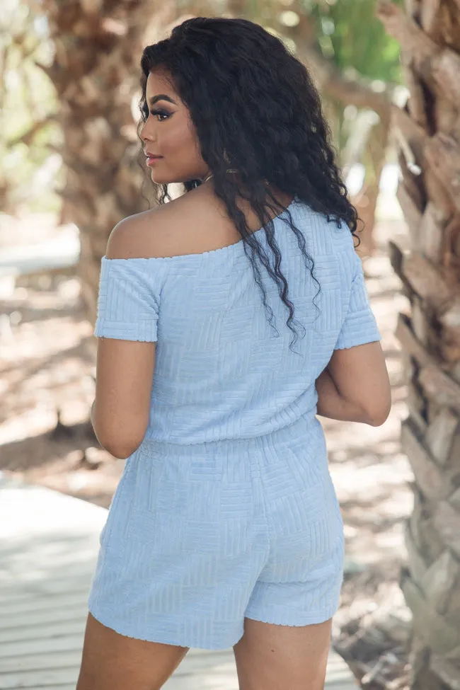 New Horizons Blue Terry Cloth Romper