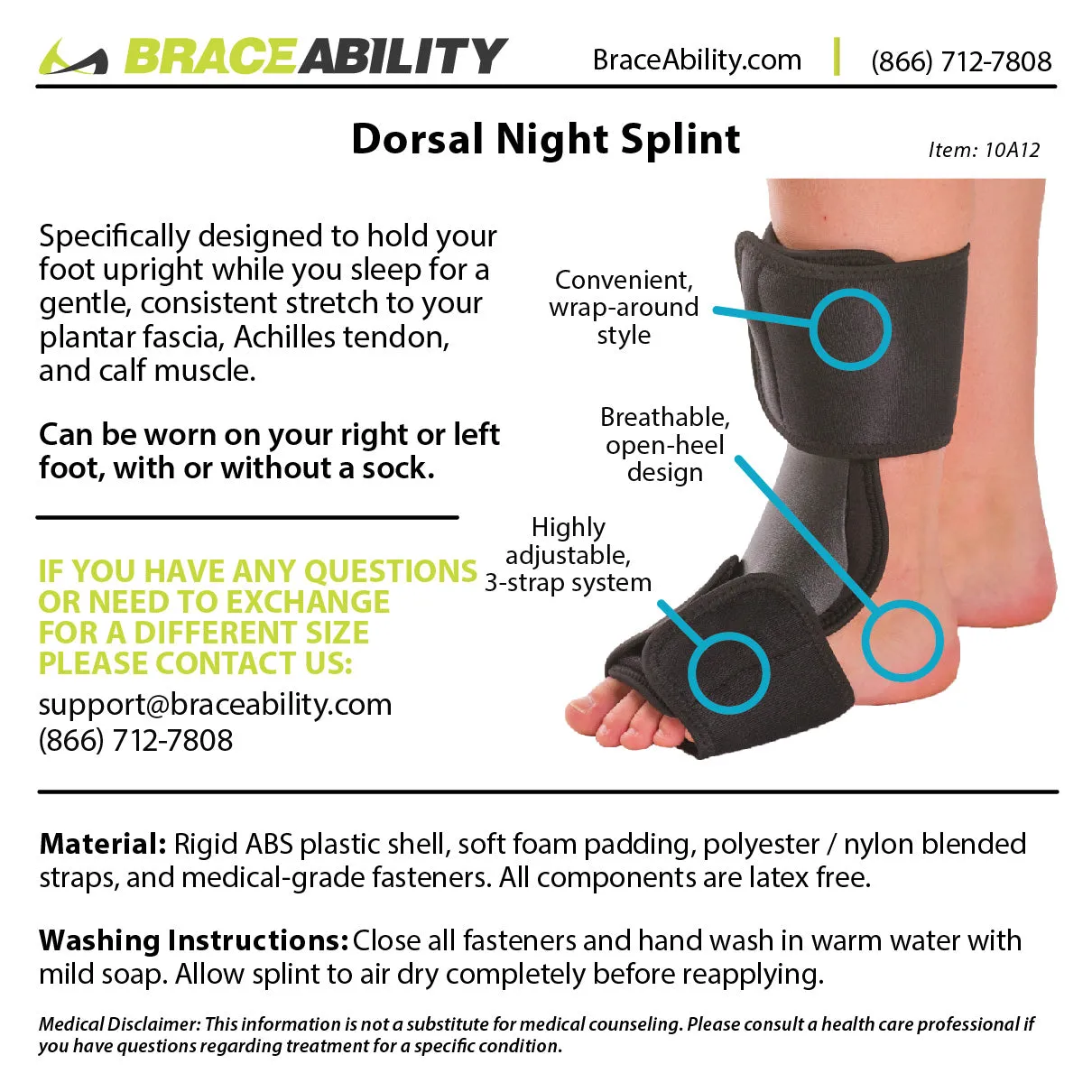 Nighttime Splint for Achilles Tendon & Calf Stretching and Ankle Dorsiflexion