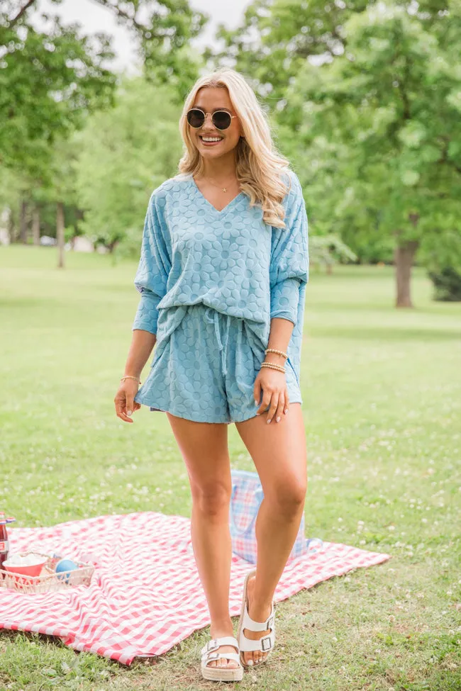 No Complaints Light Blue Floral Terry Cloth Top