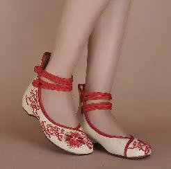 Plus Size 41 Fashion Women's Shoes Sunflowers Flats Casual Embroidery Shoes Mary Janes Soft Sole Cloth Walking Shoes  Red Blue