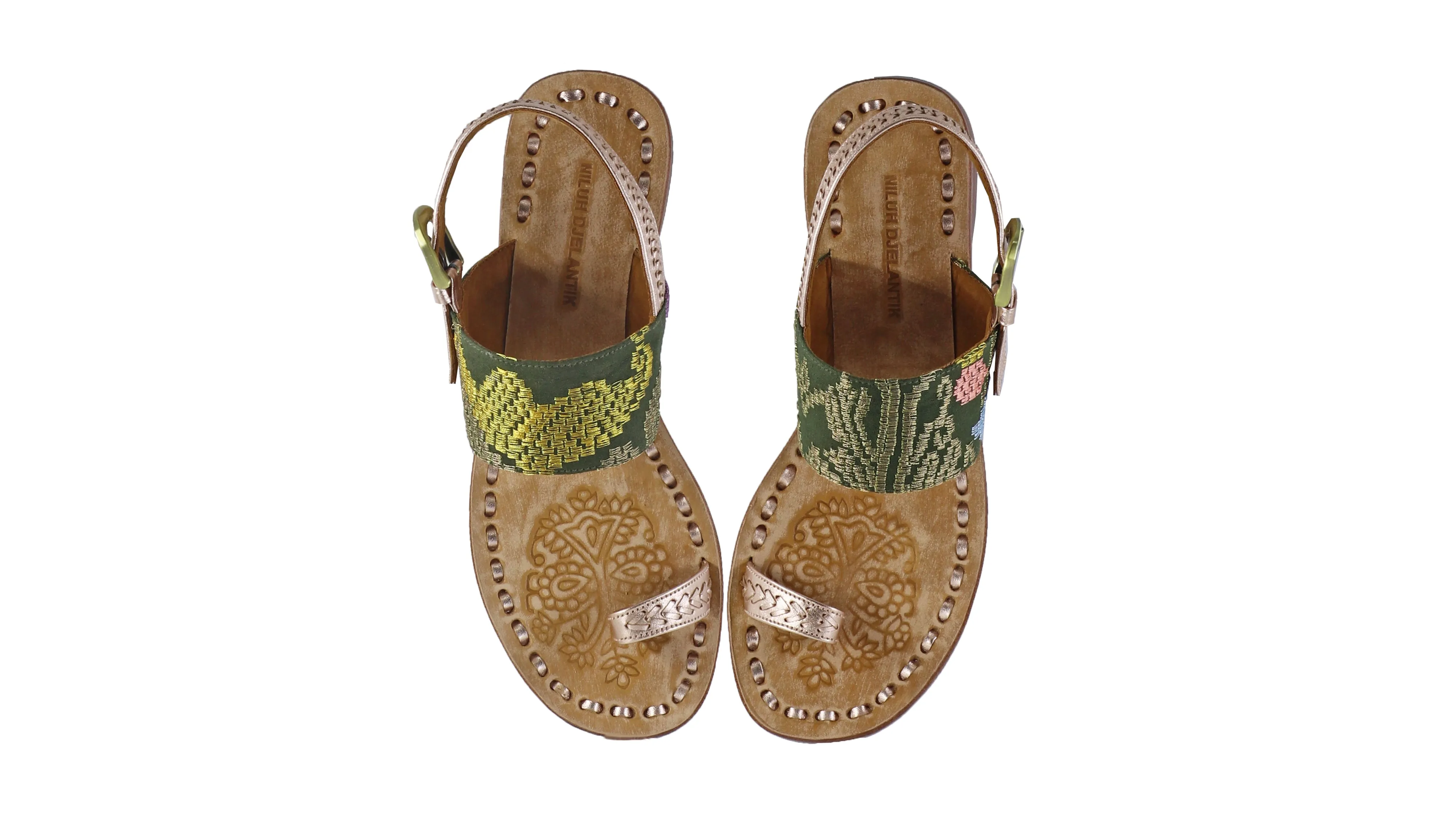 Prana 20mm Flat - Rose Gold & Dark Olive Songket