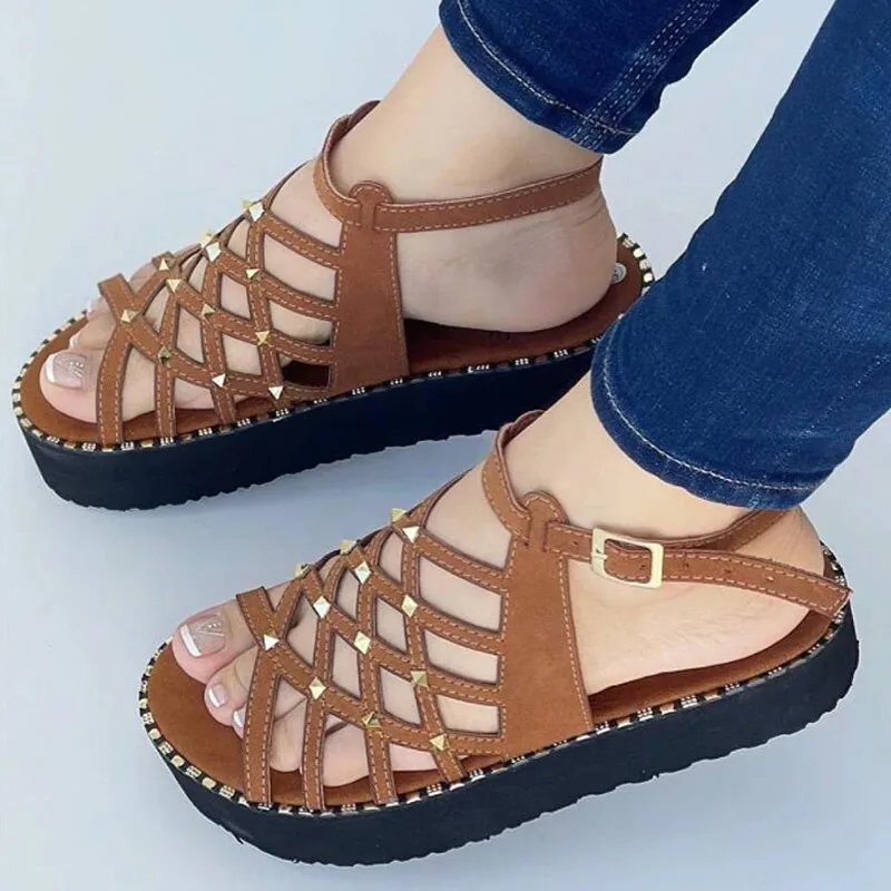 Purpdrank - Women Sandals Low Heels Sandals For Summer Shoes Women Elegant Flat Sandalias Mujer Platform Shoes Gladiator Summer Sandals